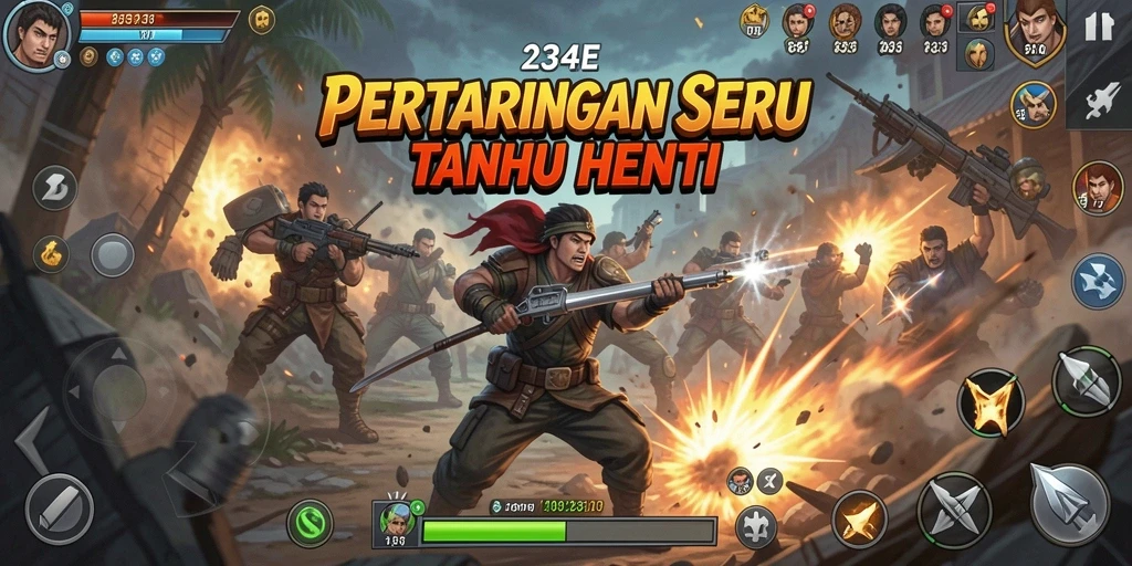 Screenshot gameplay <strong>234E</strong> menampilkan aksi pertarungan yang mendebarkan.