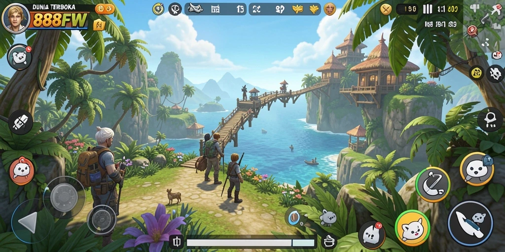 Screenshot gameplay <strong>888FW</strong> menampilkan eksplorasi dunia terbuka yang mendebarkan.