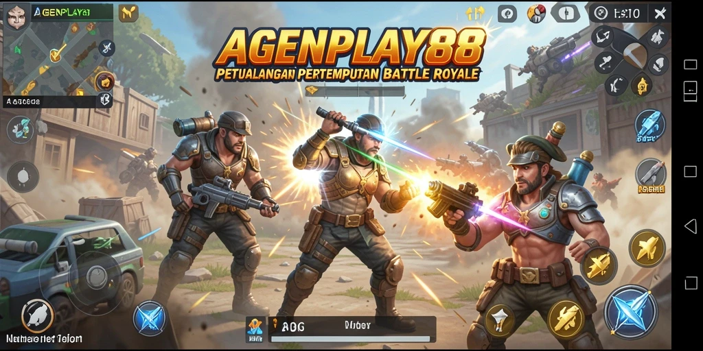 Tampilan aksi seru dalam gameplay Battle Royale AGENPLAY88.
