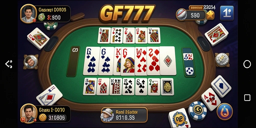 Tampilan gameplay seru dalam GF777 dengan teman-teman dan lawan online.