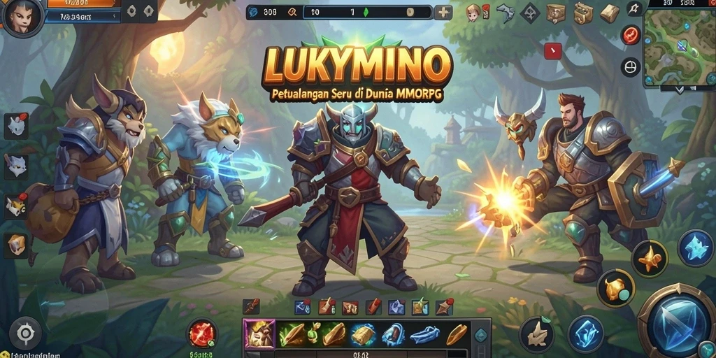 Screenshot menampilkan aksi gameplay seru di dunia <strong>LUKYMINO</strong>.