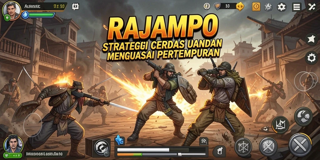Tangkapan layar gameplay RAJAMPO yang menampilkan pertempuran seru.