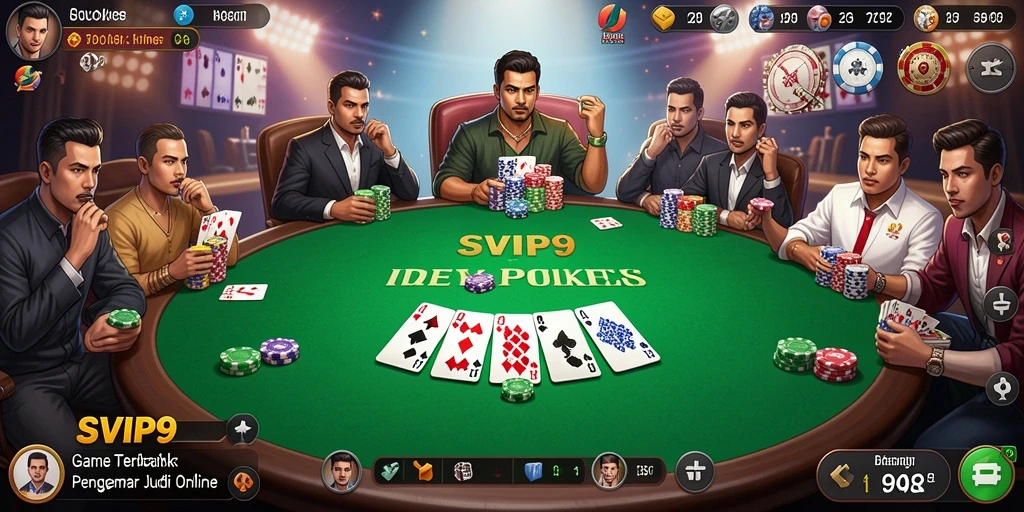 Tampilan gameplay poker yang mendebarkan di SVIP9.